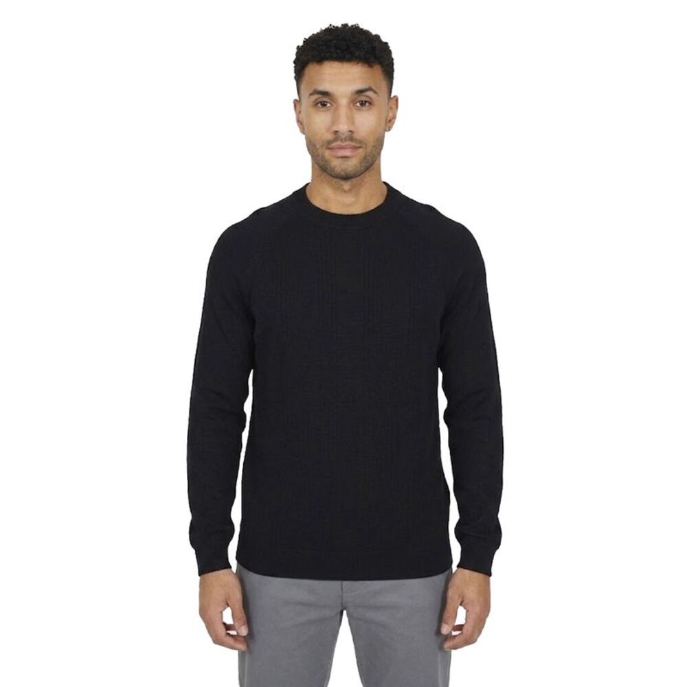 Brave Soul Mens Knitted Long-Sleeved Sweater / Jet Black
